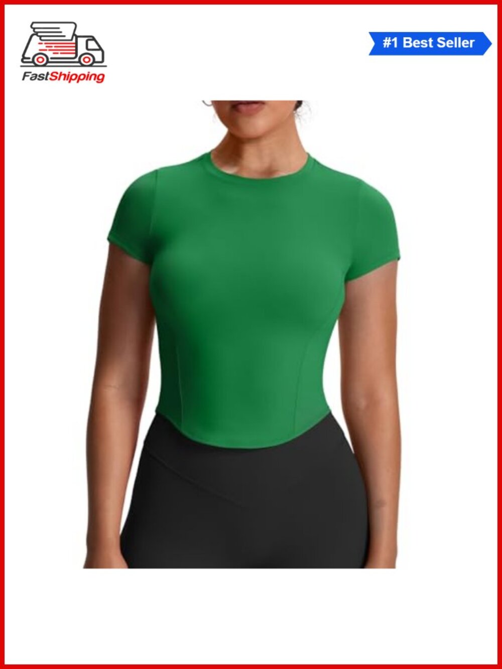 Women's Crew Neck Short Sleeve Crop Top No Padding Active Tee Seamless